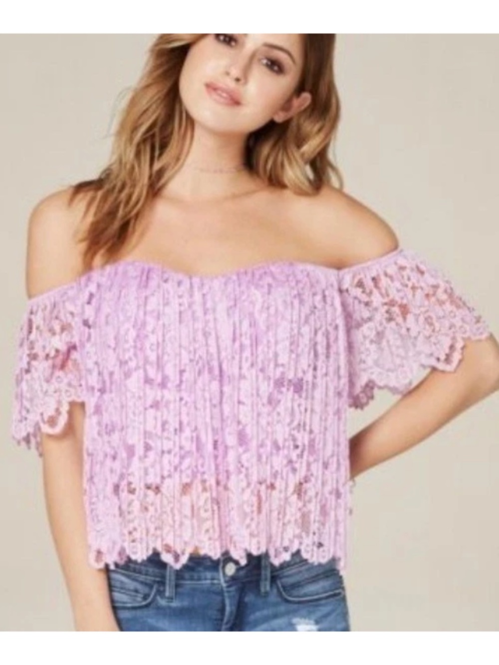 New bebe purple lavender overall lavender off shoulder corset bustier top small